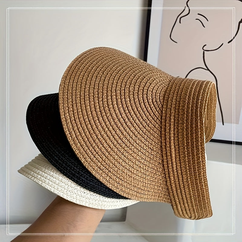 Lightweight women's foldable sun visor, wide brim design for superior sun protection & casual summer style.
