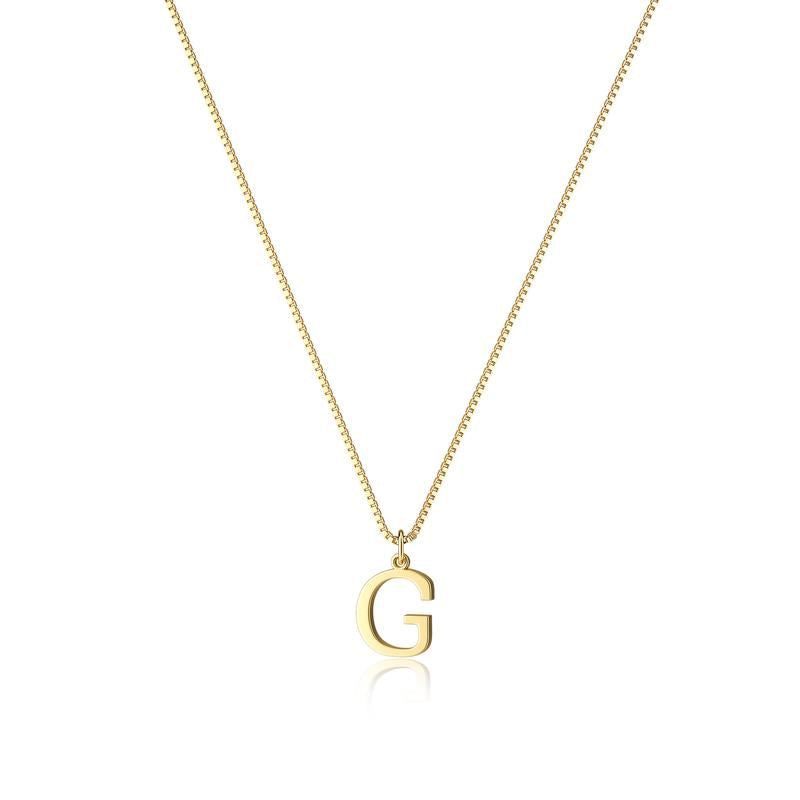 Gold initial necklace, women's custom letter pendant, sleek and modern
