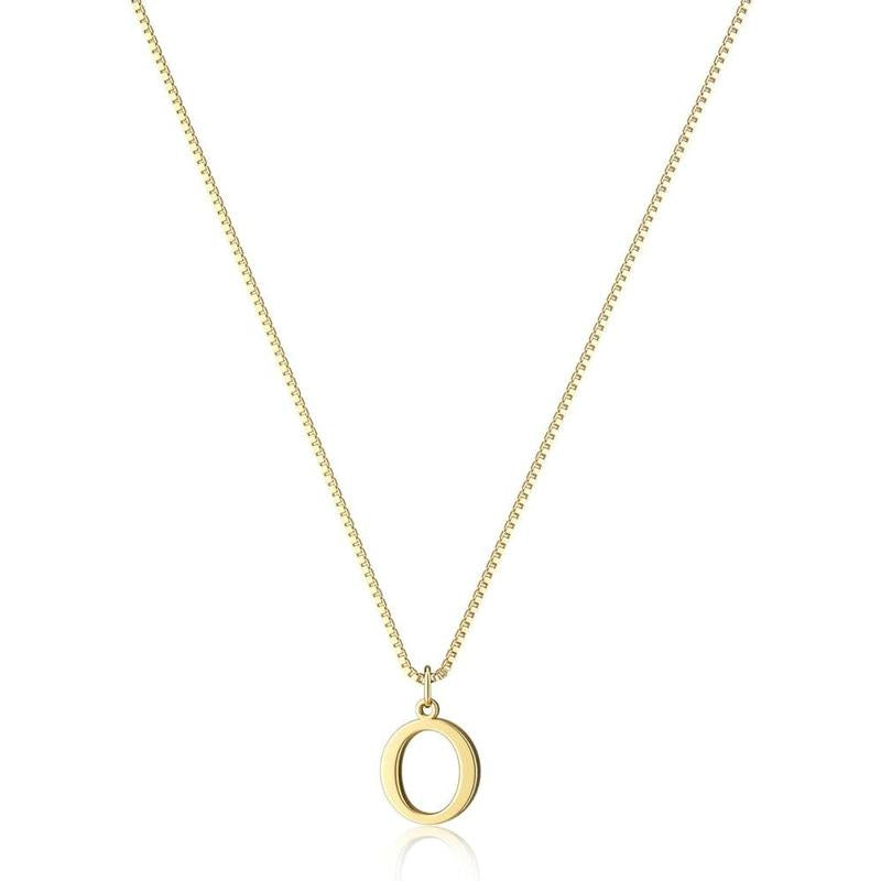 Gold plated initial necklace, women's custom letter jewelry, simple beauty