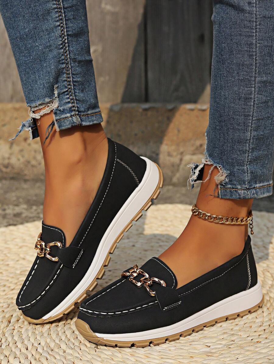 Durable women's horsebit loafers, gold-trim accent, classic style footwear for long-lasting wear.
