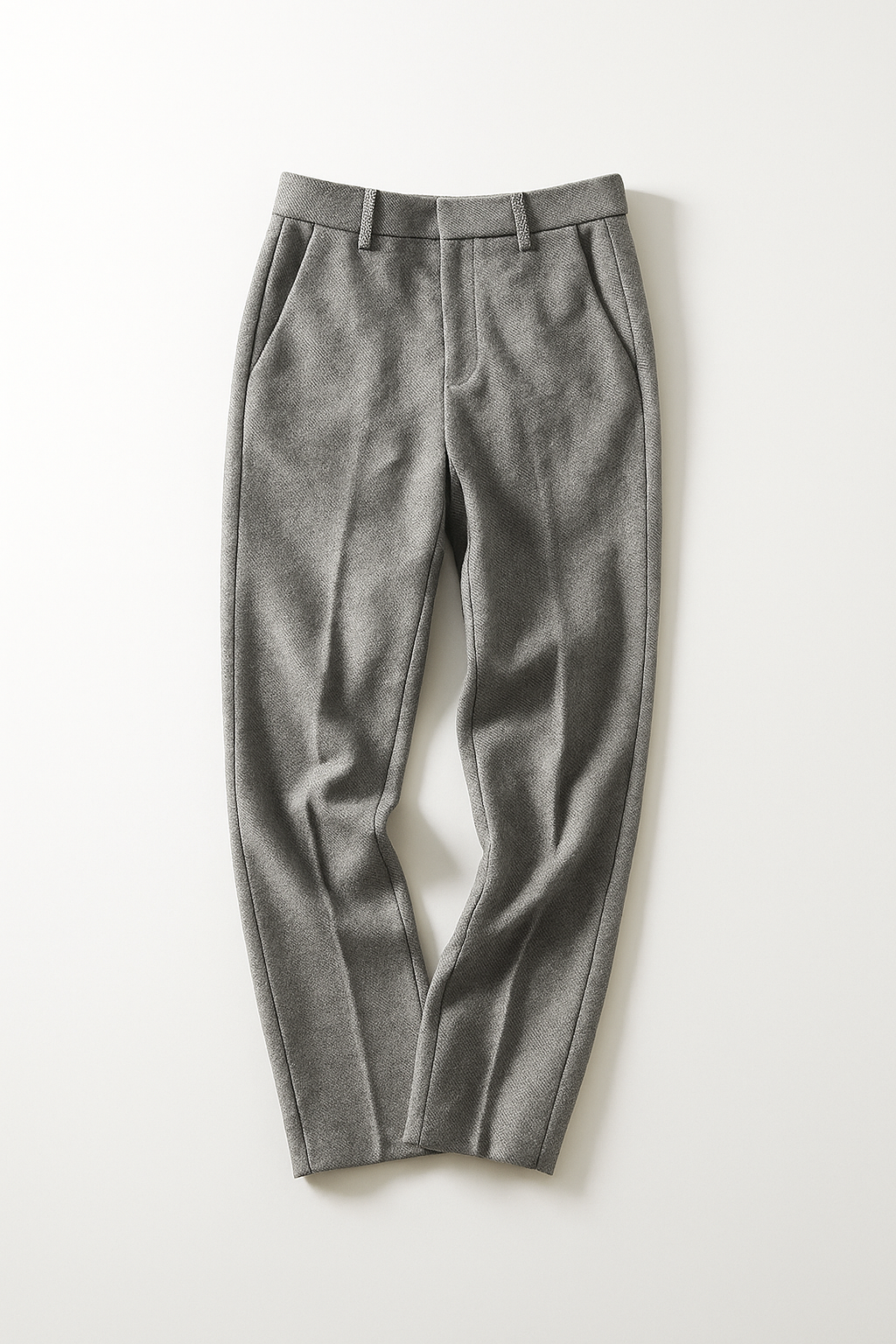 Women's high-waist wool blend straight leg trousers in camel, paired with a blazer