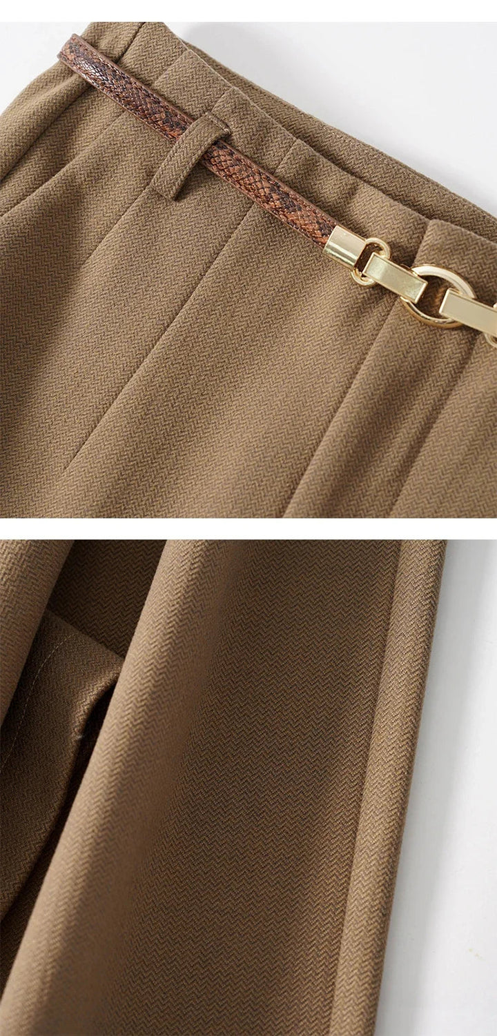 Women's fashionable dress pants: high-waist, wide-leg, wool blend, perfect for a chic outfit