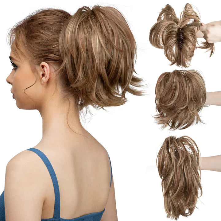 Women's Instant Volume Ponytail Hair Extension, synthetic for quick, stylish updos & buns.