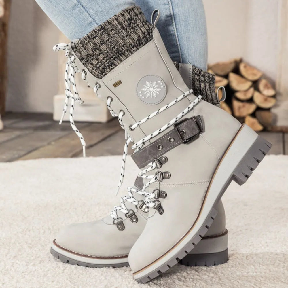 Women's boots for snow, insulated, waterproof, and slip-resistant outsole