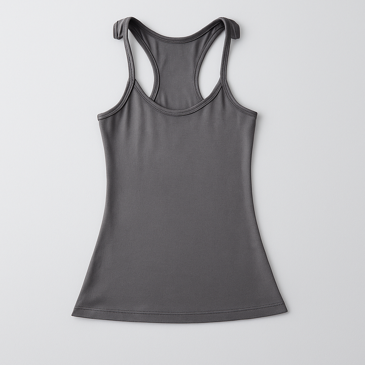 Slim fit ribbed women's tank top with invisible straps, comfortable everyday casual wear.