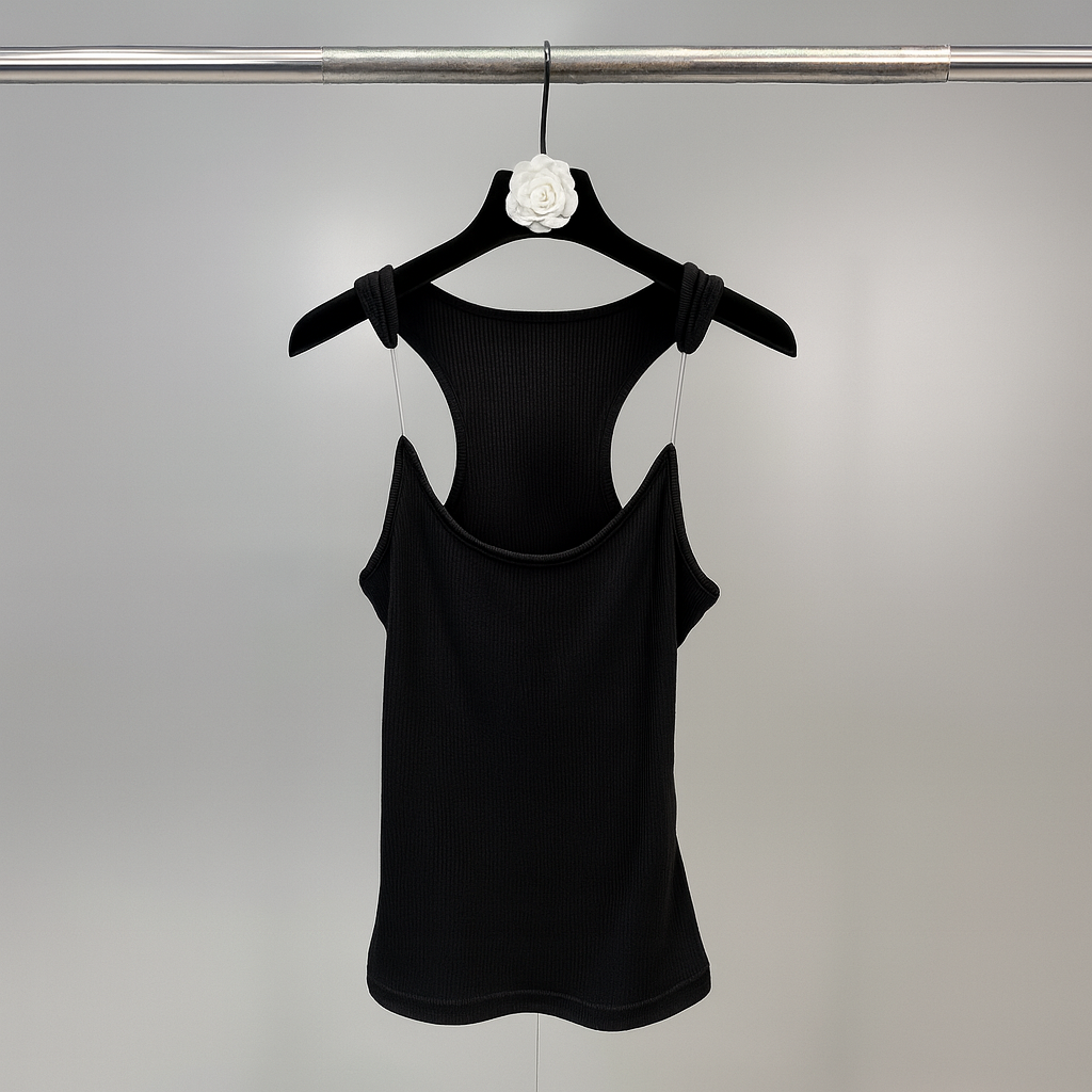 New women's invisible strap ribbed tank top, sleeveless, a versatile summer layering piece.
