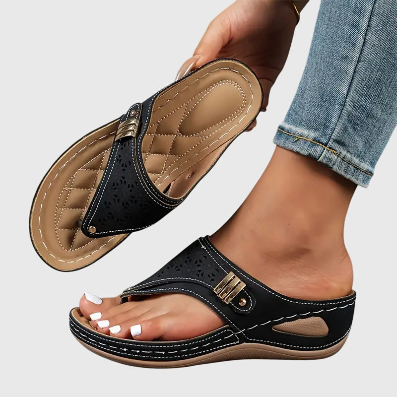 Orthopedic wedge sandals for women, offering arch support, shock absorption, and foot pain relief.
