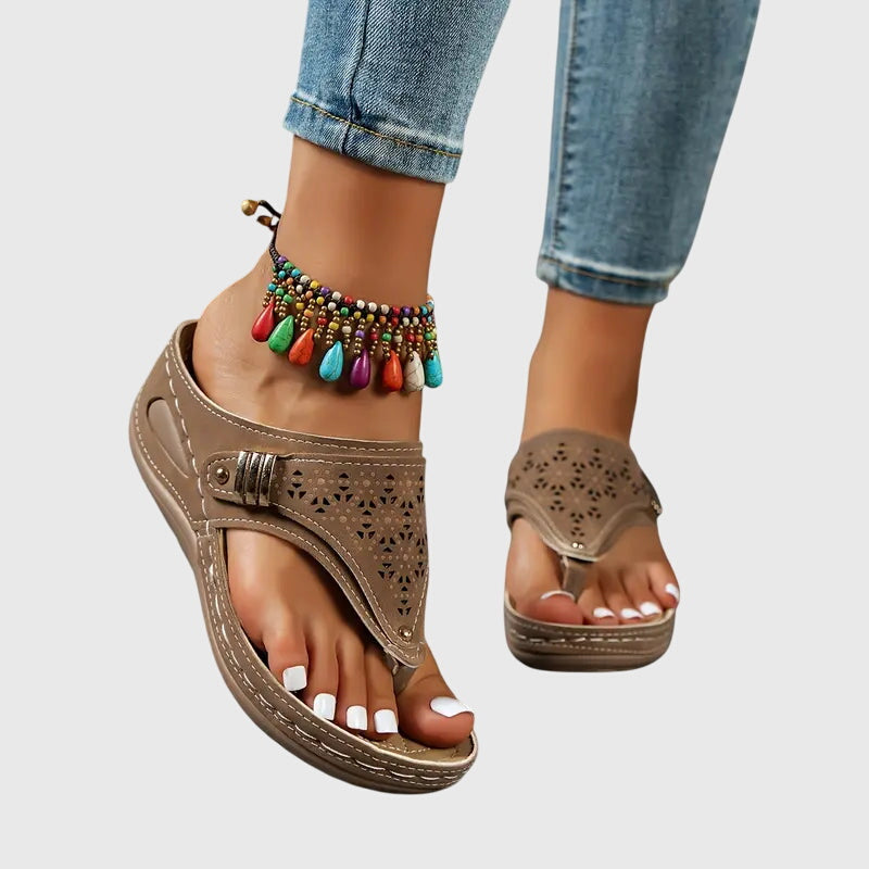 Women's Kaylie comfort wedge sandals with orthopedic design, shock absorbing for stable and pain-free walking.
