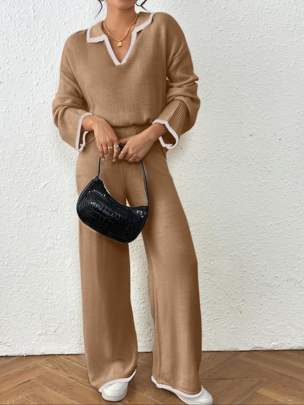 Women's knit two-piece lounge set in a comfortable viscose blend, perfect for casual wear