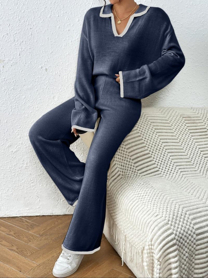 Soft viscose blend women's knit two-piece lounge set, great for everyday casual wear