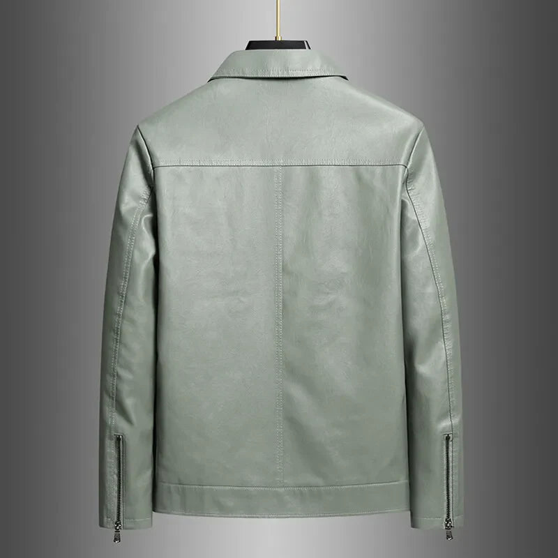 Close-up of women's faux leather moto jacket texture, highlighting quality and detail