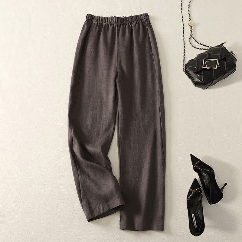 Casual women's summer pants: straight-leg, linen blend, elastic waist, and highly breathable