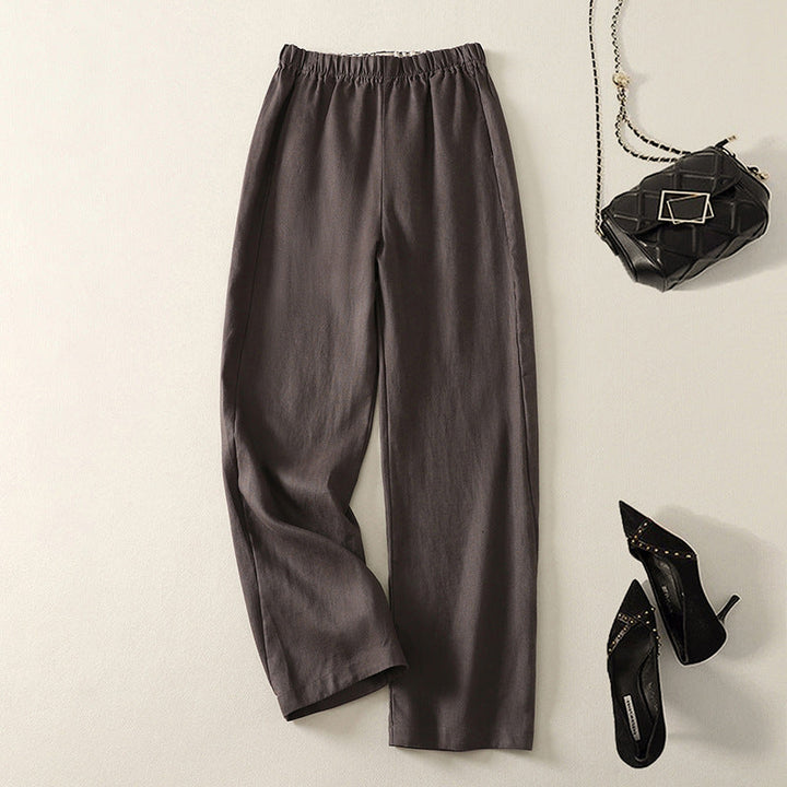 Casual women's summer pants: straight-leg, linen blend, elastic waist, and highly breathable