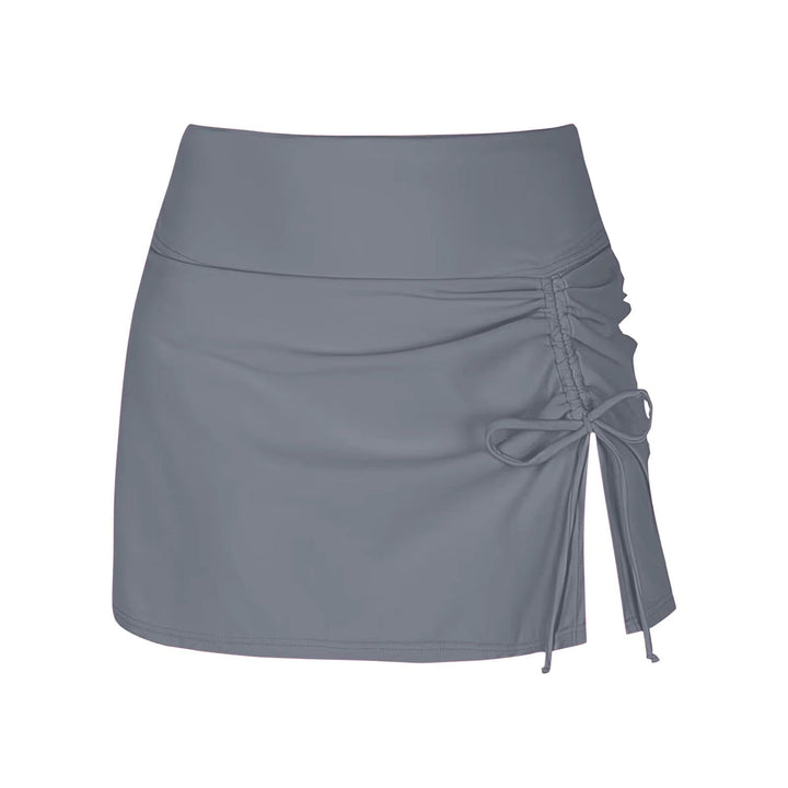 Front view of Liv women's quick-dry swim shorts, highlighting the adjustable waist & stylish side slits.