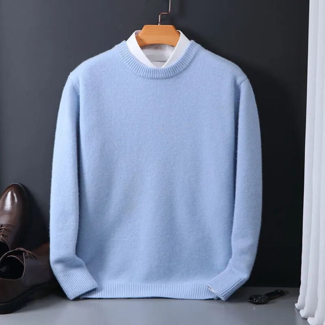 Women's long-sleeve ultra-soft cashmere blend pullover sweater in a luxurious knit, perfect for winter fashion.