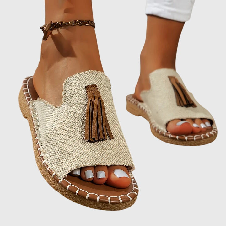Women's Lorraine orthopedic sandals featuring arch support, adjustable straps & open-toe design.