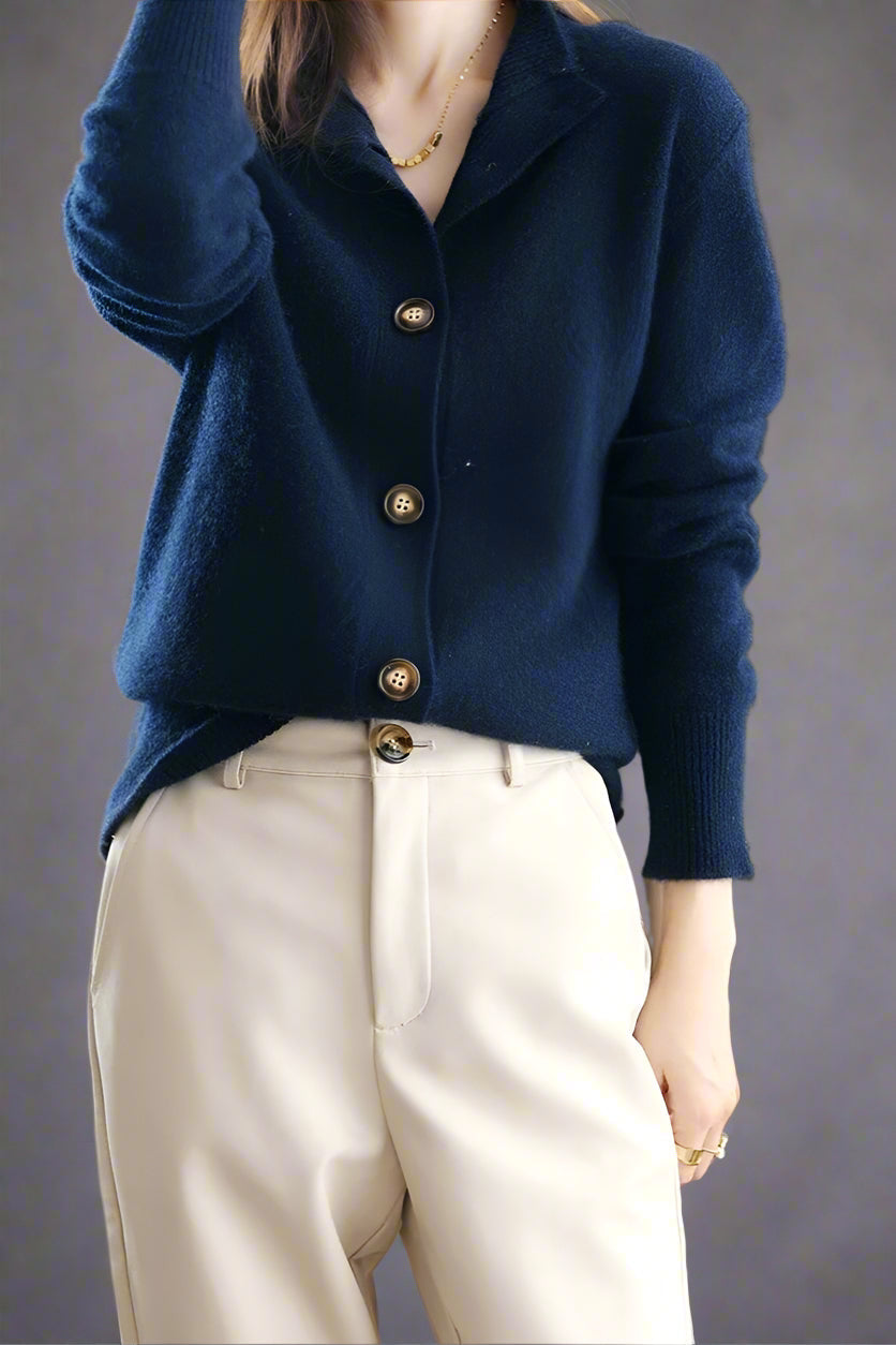 Women's Luxe Cashmere Blend Cardigan styled with a simple top and jeans