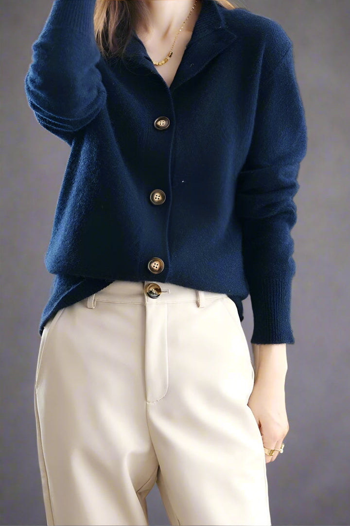 Women's Luxe Cashmere Blend Cardigan styled with a simple top and jeans