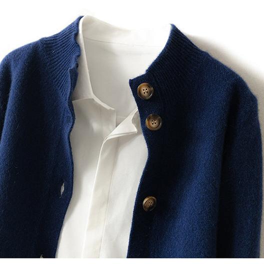 The elegant drape of the women's Luxe Cashmere Blend knit cardigan