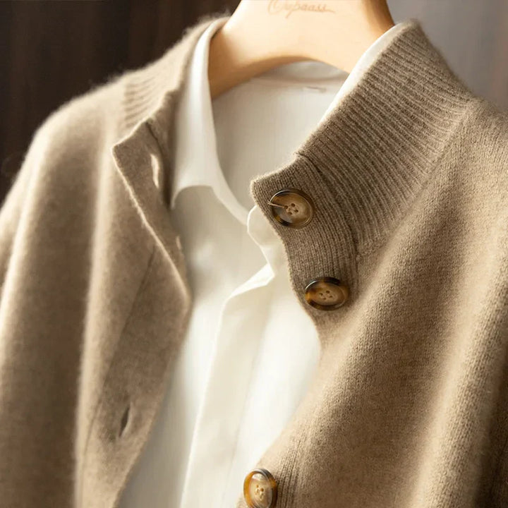 Women's Luxe Cashmere Blend Cardigan in a rich, deep hue, elegant and cozy