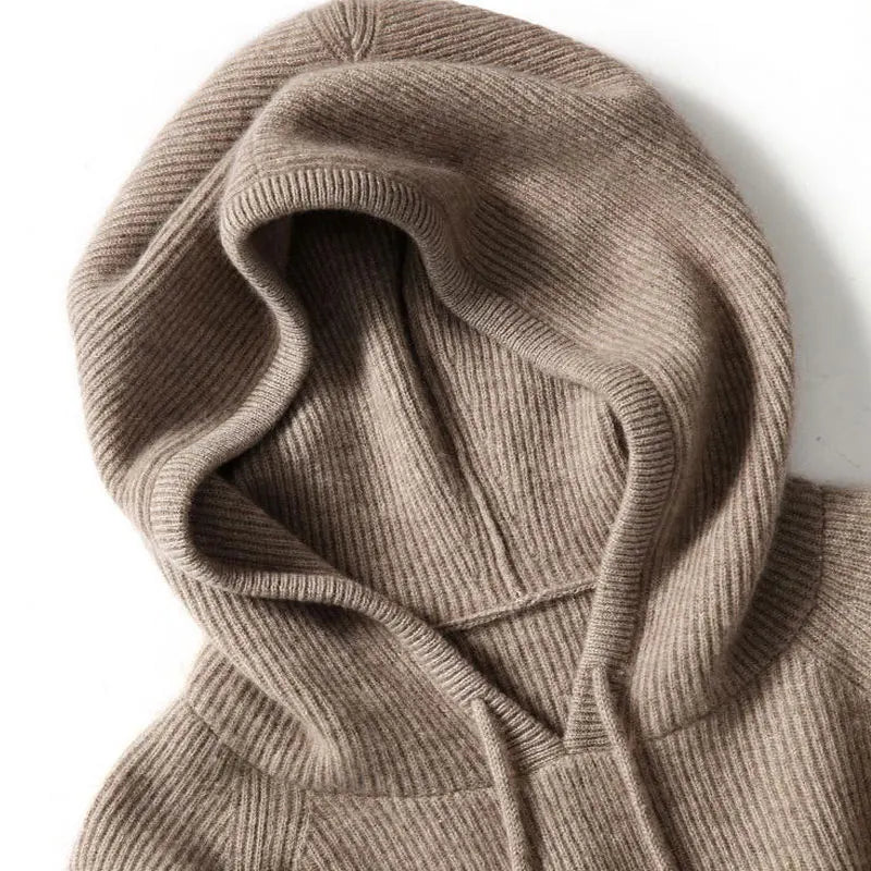 Women's cashmere blend relaxed hoodie, perfect for layering and comfort