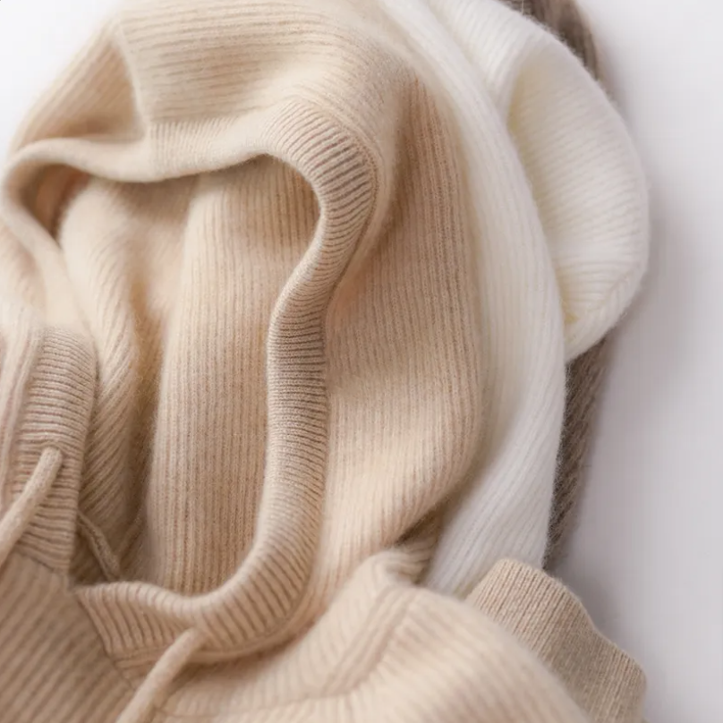 Warm and cozy Women's Luxe Cashmere Blend Relaxed Hoodie, perfect for cooler days
