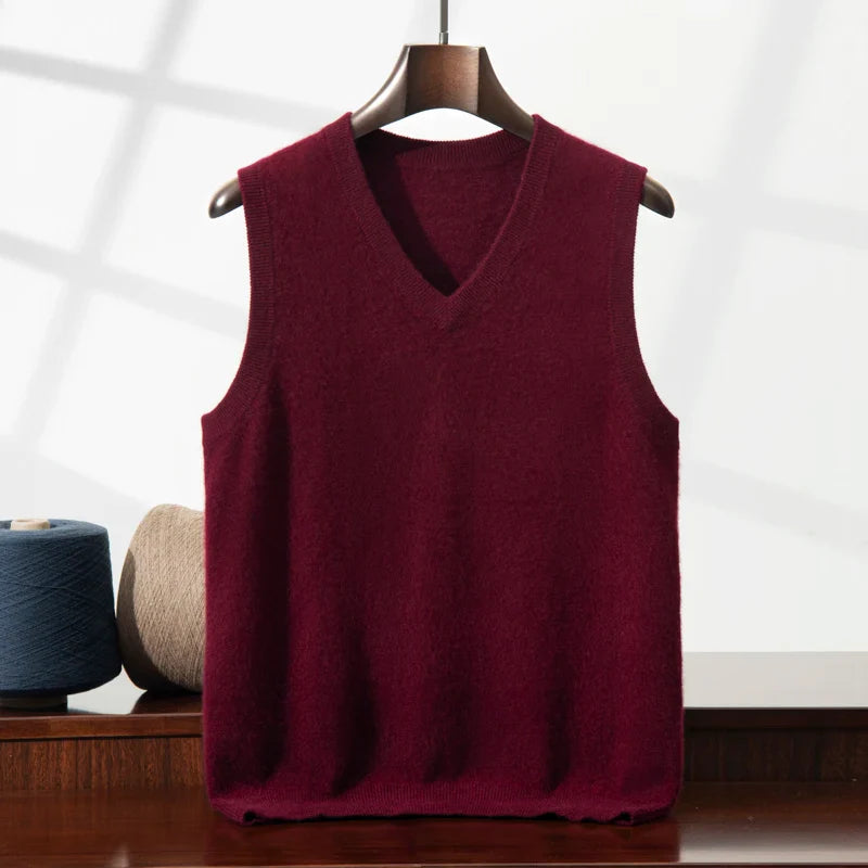 Soft knit women's cashmere vest, a timeless apparel piece offering comfort and style.