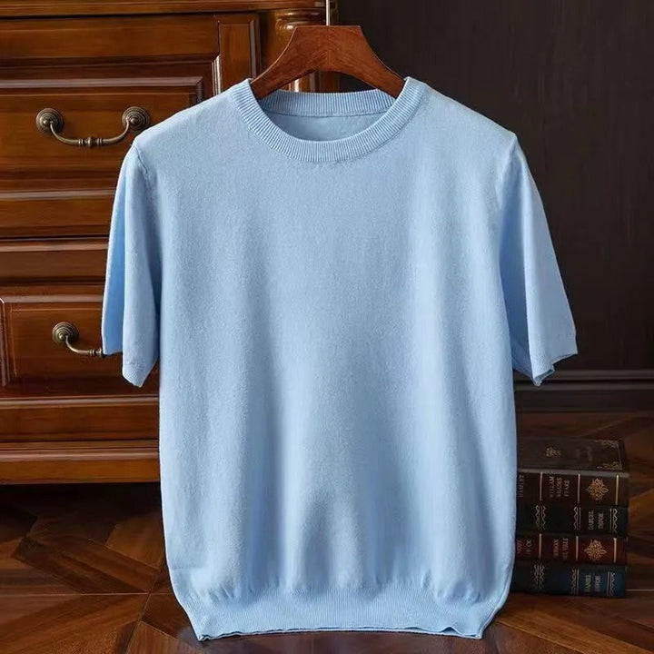 Women's luxurious soft cashmere crew neck tee. Premium knit long sleeve top for casual wear.