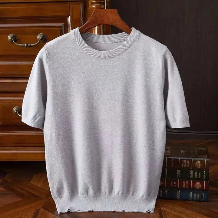 Women's premium soft cashmere tee shirt. Long sleeve crew neck, ideal for casual luxury apparel.