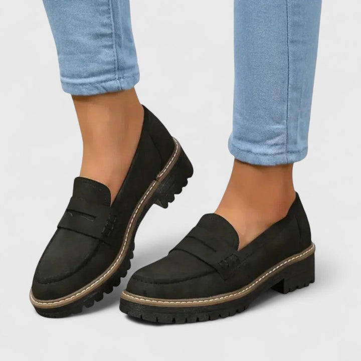 Stylish women's slip-on comfort loafers, ideal for casual wear & everyday walking with arch support.