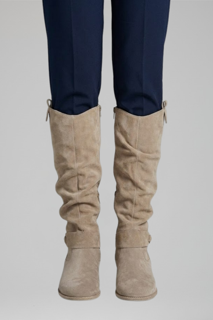 Comfortable women's knee-high boots with orthopaedic support & practical side zipper, ideal for daily wear.