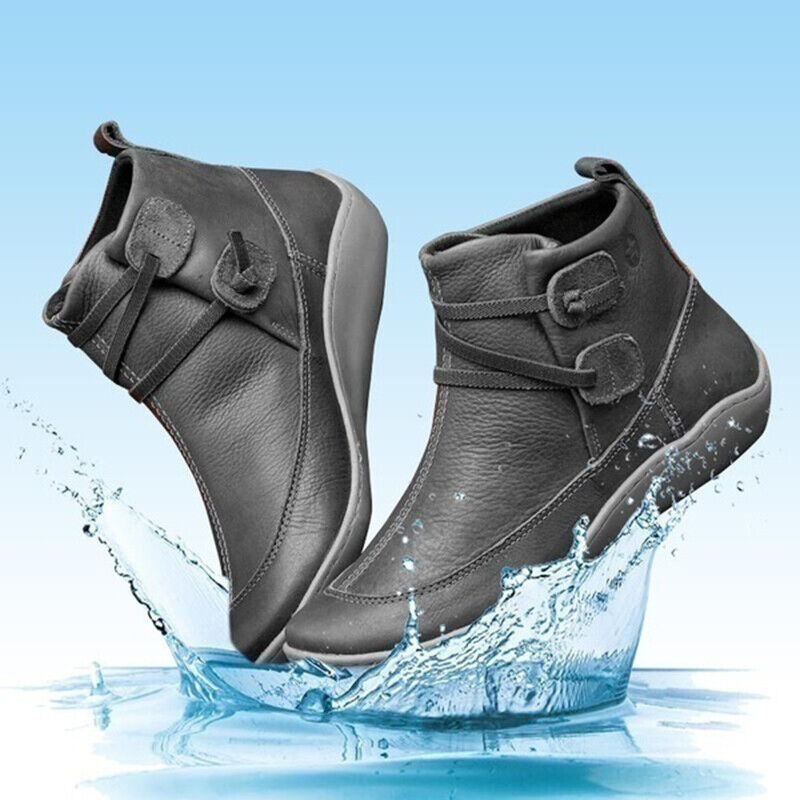 Orthopedic women's ankle boots featuring a wide toe box & button detail for ultimate comfort & healthy feet.