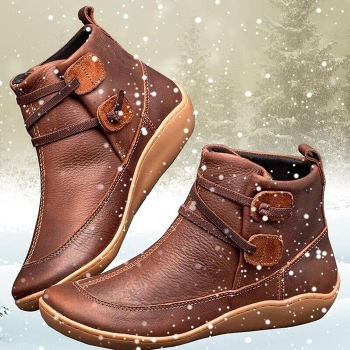 Easy wear women's fashion ankle boots, orthopedic support & button detail. Ideal for comfort-focused casual style.