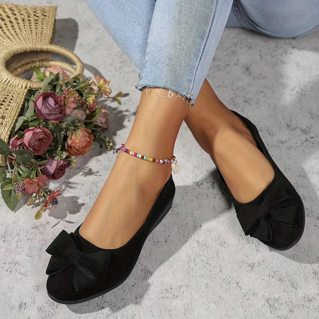 Top view of women's slip-on orthopedic flats, elegant & perfect for daily wear.