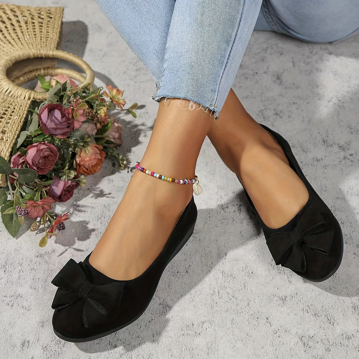 Top view of women's slip-on orthopedic flats, elegant & perfect for daily wear.