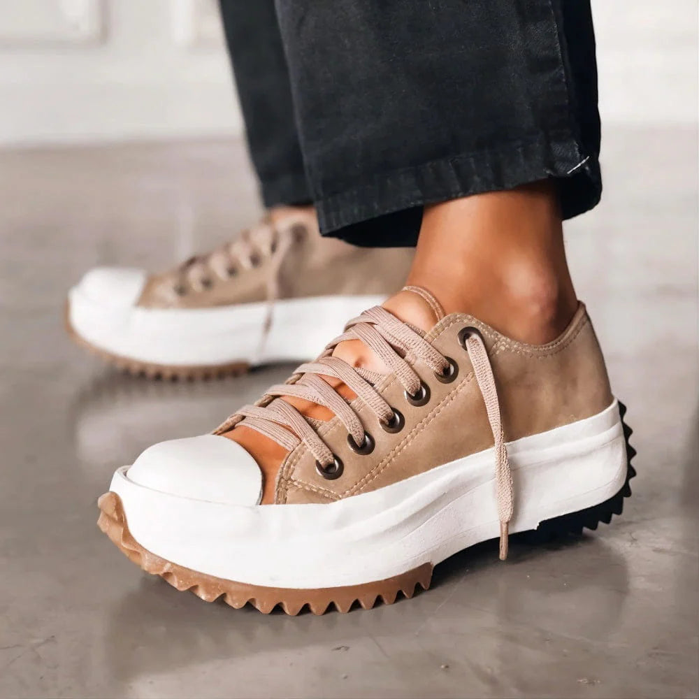 Women's orthopedic lace-up platform sneakers for comfort & style. Ideal walking shoes with arch support.