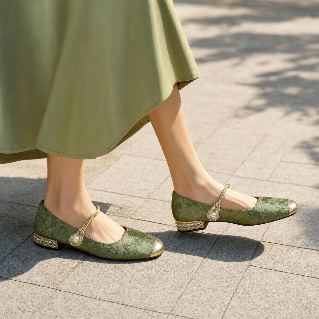 Elegant women's Mary Jane shoes with a buckle strap, low block heel, and orthopedic support for all-day comfort.
