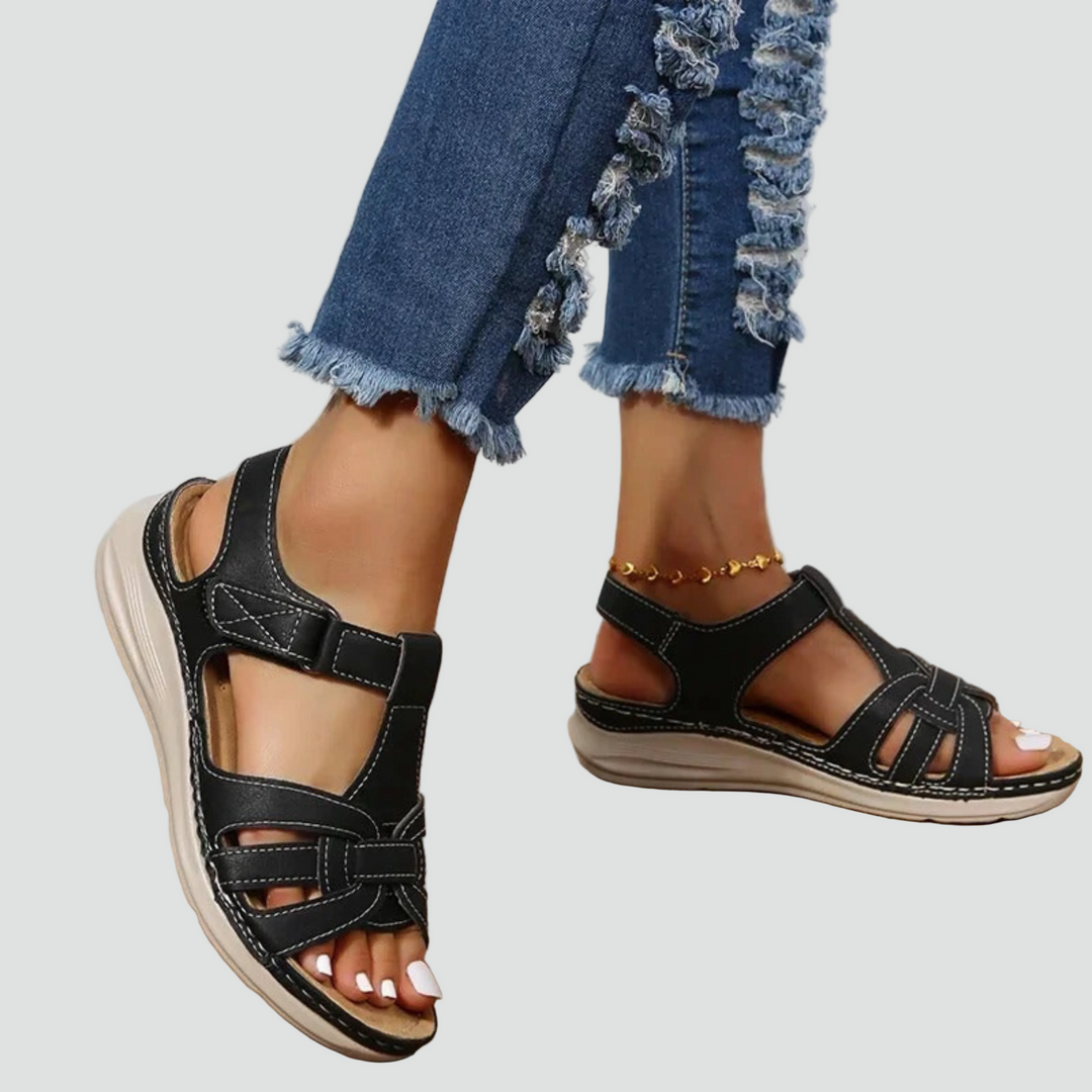 Women's open-toe orthopedic summer sandals with adjustable straps for ultimate comfort.
