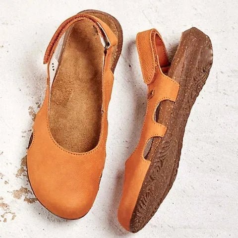 Women's orthopedic comfort sandals with adjustable strap, flat sole, and arch support for active summer wear.
