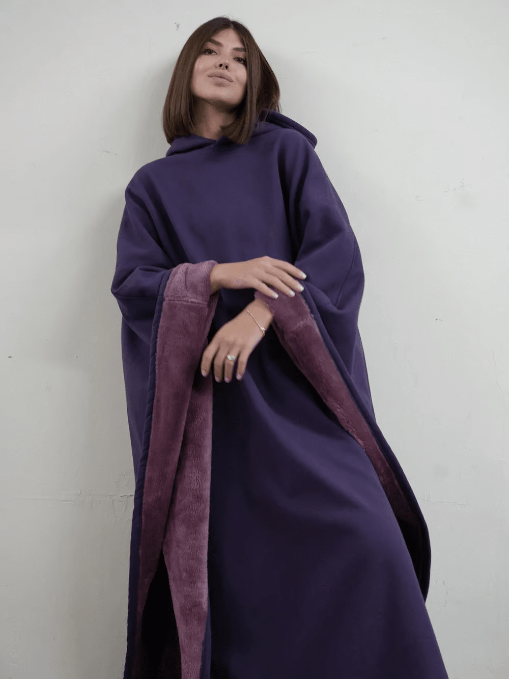 Soft women's oversized top, perfect for a calming and cozy fashion statement.