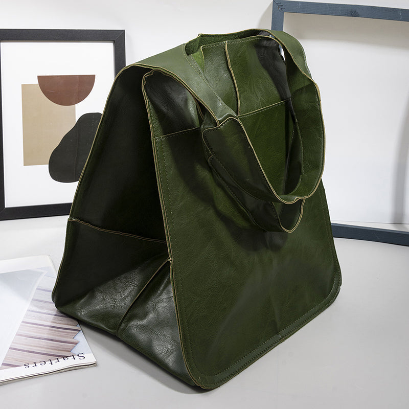 Premium women's oversized vintage leather daily tote bag, perfect for any occasion.