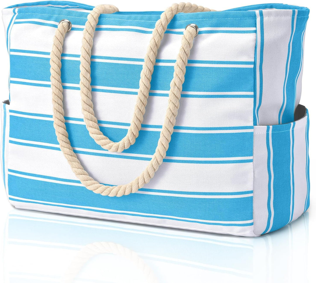 Women's chic waterproof beach bag, perfect for a day by the ocean.