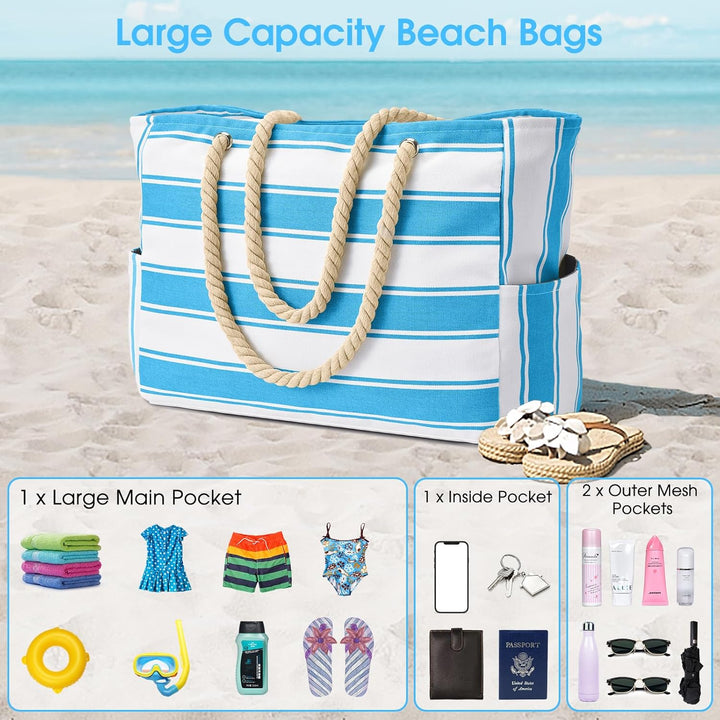 Women's sandproof gym tote, spacious for shoes, clothes, & water bottle.