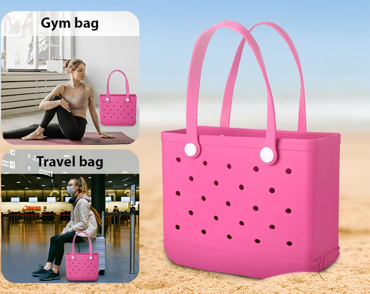 Women's travel-friendly EVA beach bag with vent holes, waterproof and sandproof for adventures.