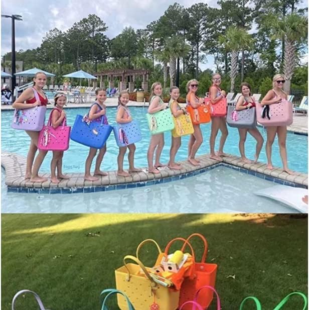 Functional women's EVA beach tote, waterproof, washable, and vented for convenience.