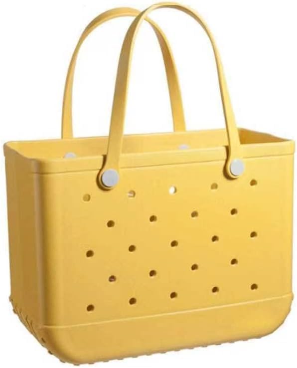 Stylish women's washable EVA beach tote with vent holes, perfect for summer essentials & travel.