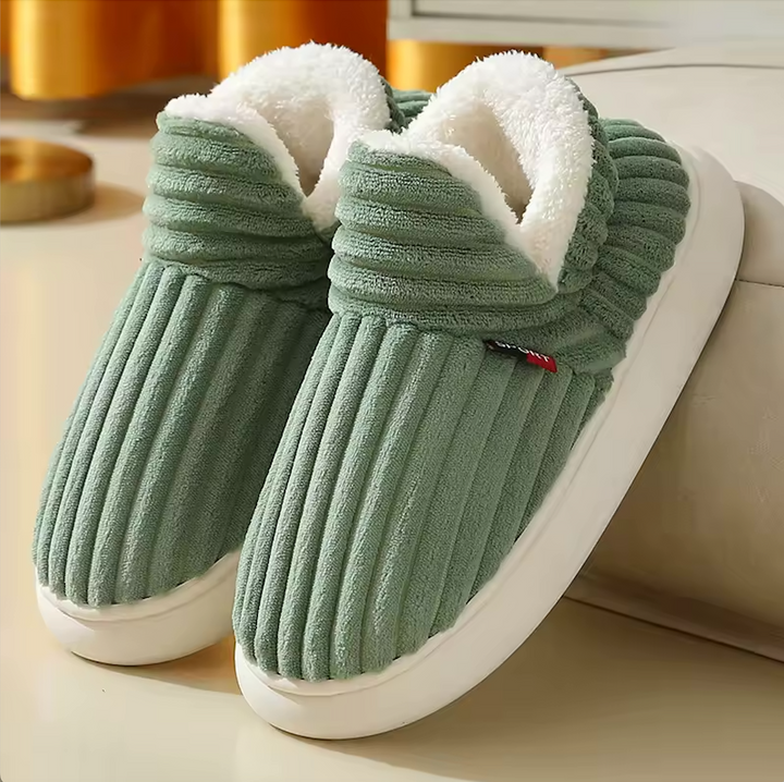 Anti-slip women's memory foam slippers, plush house shoes with warm fleece lining for indoor use