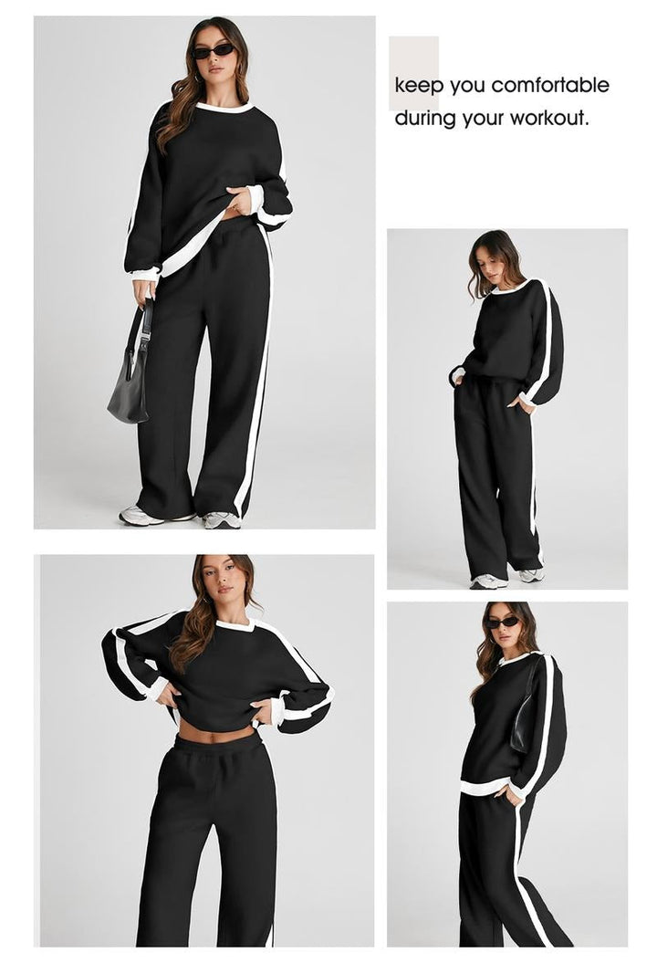 Front shot of the women's complete cotton-blend lounge set, neatly folded, ready for comfortable wear