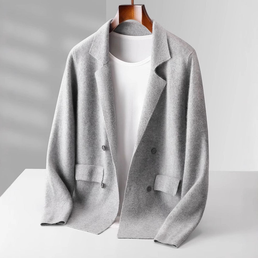 Detailed shot of the buttons on the women's pure cashmere cardigan, soft knitwear, high quality