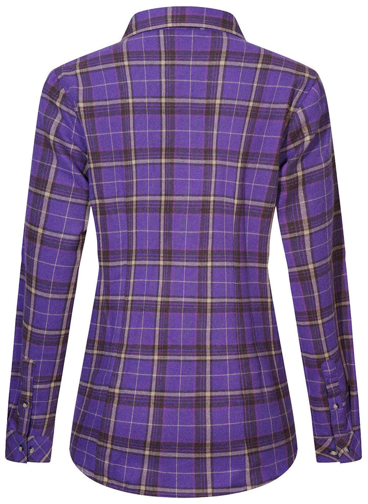 Women's blue and green plaid flannel button-down shirt, comfortable and versatile fall top